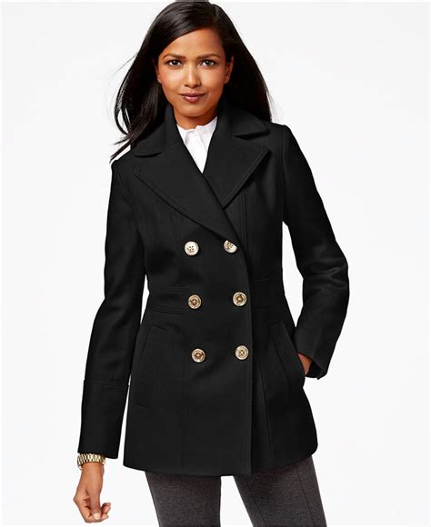 michael kors pea coats|michael kors double breasted peacoat.